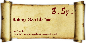Bakay Szalóme névjegykártya